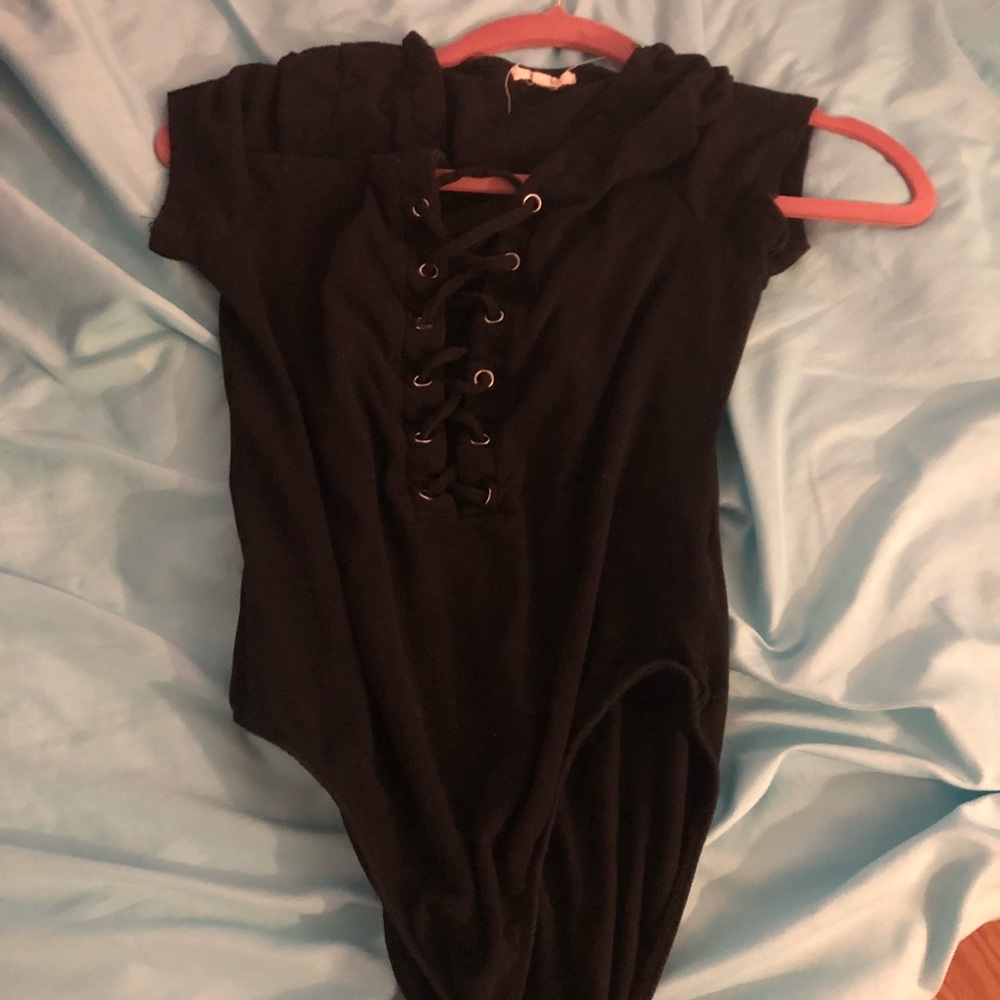 Black laceup body suit